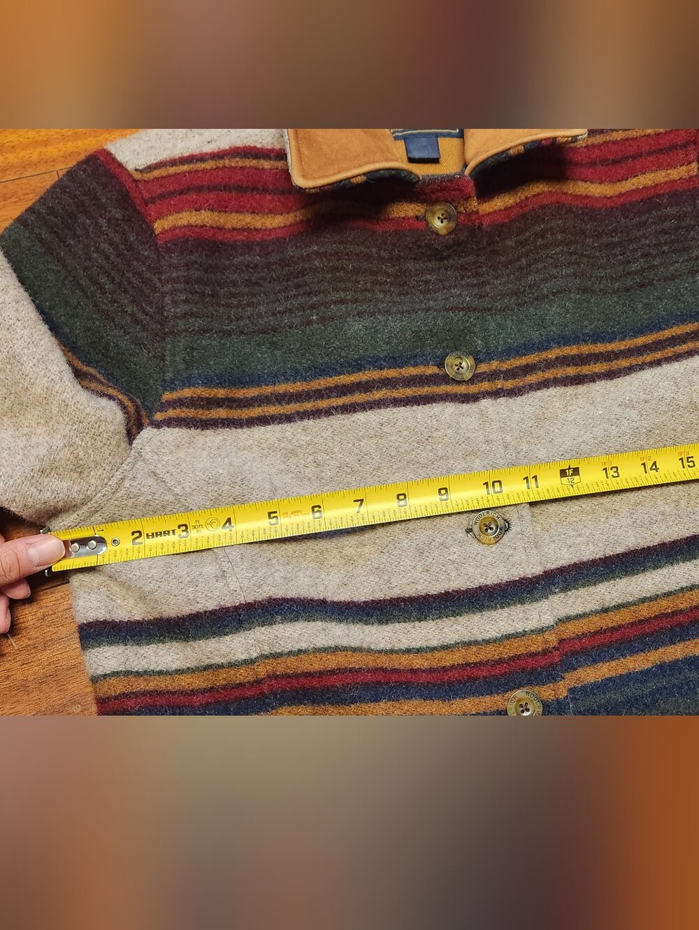 WOOLRICH Wool Blanket Coat Women S Small Striped Button Jacket USA Vintage Aztec - Picture 7 of 10